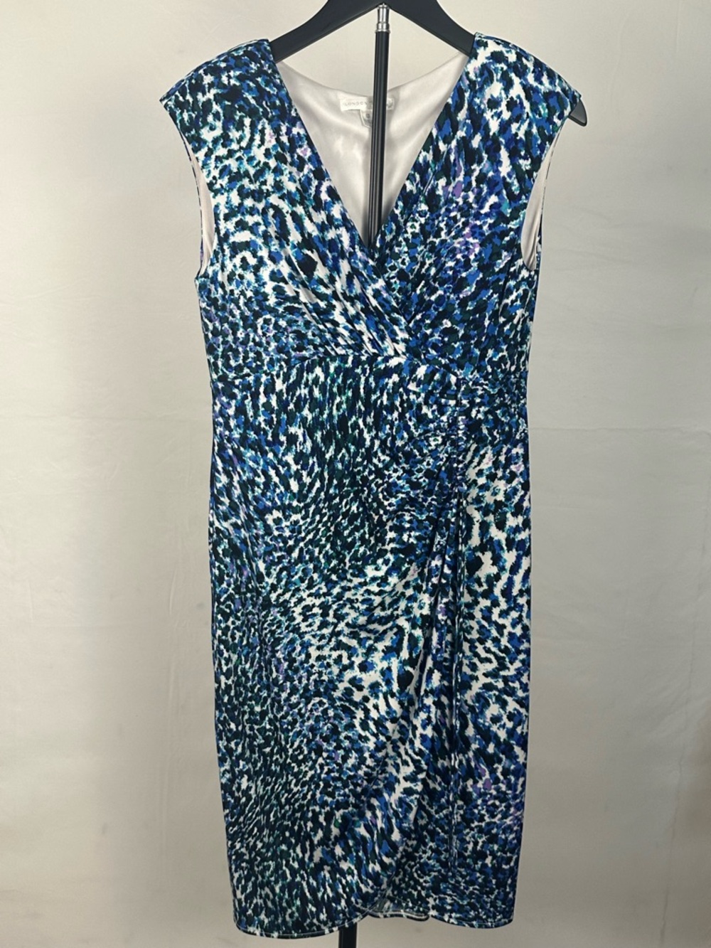 London Times Blue Multi-Print V-Neck Sheath Dress - Picture 2 of 5